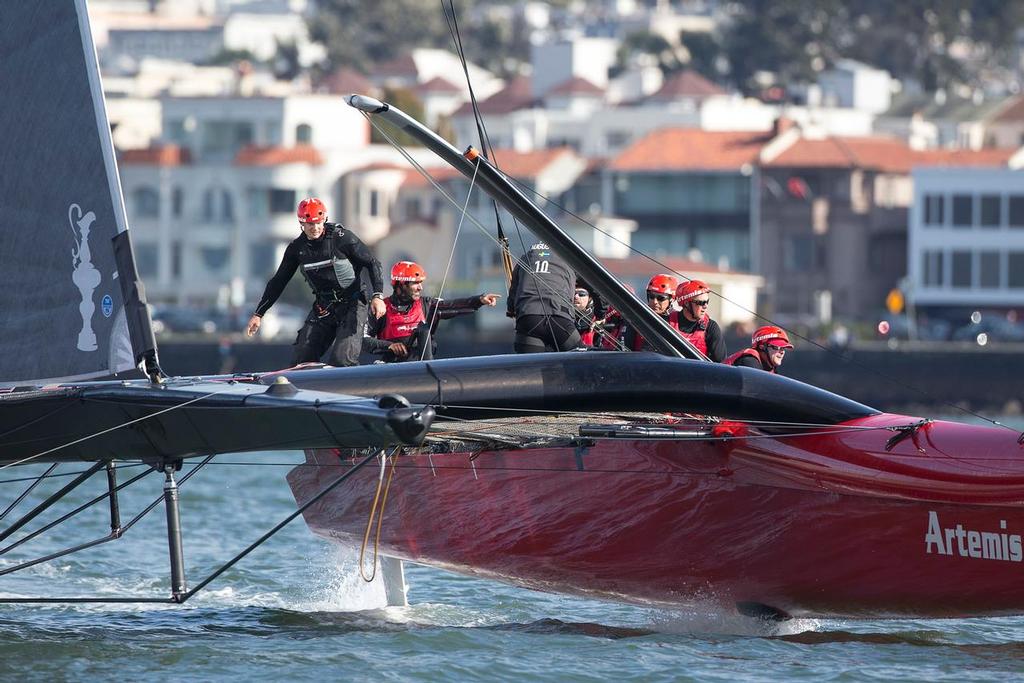 AC72 testing in San Francisco bay. Artemis Racing April 2013, Alameda, USA photo copyright Sander van der Borch / Artemis Racing http://www.sandervanderborch.com taken at  and featuring the  class