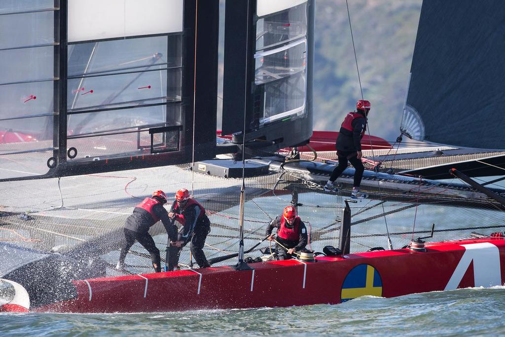 AC72 testing in San Francisco bay. Artemis Racing April 2013, Alameda, USA photo copyright Sander van der Borch / Artemis Racing http://www.sandervanderborch.com taken at  and featuring the  class