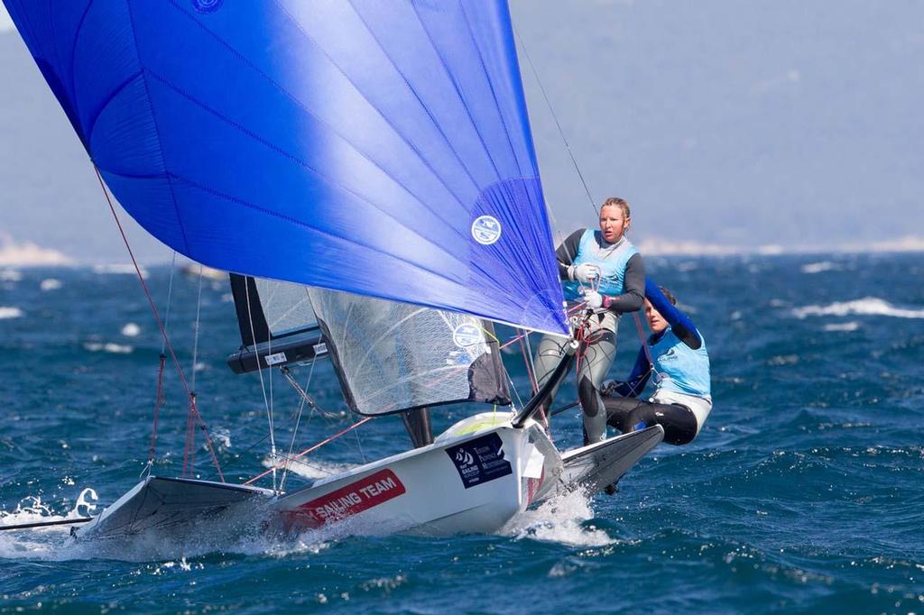 ISAF Sailing World Cup Hyeres 2013 - 49er FX photo copyright Thom Touw http://www.thomtouw.com taken at  and featuring the  class