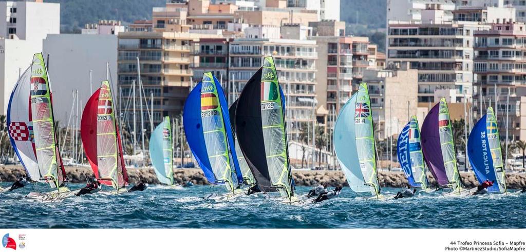 44 Trofeo Princesa Sofia, Day 5 - 49er; ITA; ITA-1229; 73; Giuseppe Angilella; Pietro Zucchetti; 49er; ESP; ESP-1283; 66; Carlos Paz Blanco; Anton Paz Blanco; 49er; GBR; GBR-41; 20; John Pink; Simon Wheeler photo copyright MartinezStudio.es taken at  and featuring the  class