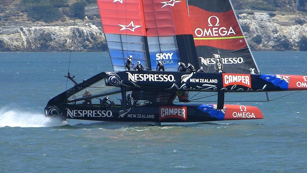 Launching on the downwind leg - 2013 Louis Vuitton Cup, Round Robin 1, Race 1 © John Navas 