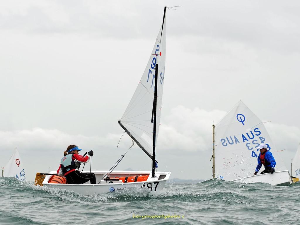 Optimist Gold Fleet series leader, Eva Lorenz from Whitsunday Sailing Club - Sail Mooloolaba 2013 photo copyright Mike Kenyon http://kenyonsportsphotos.com.au/ taken at  and featuring the  class