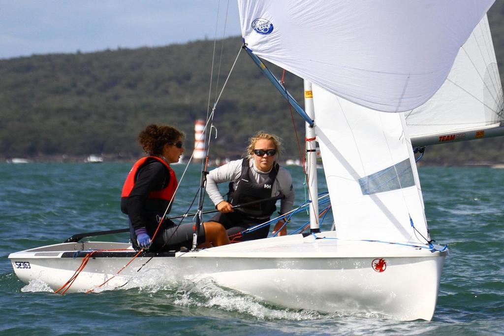 Napier Sailing Club’s Olivia Mackay (17) and Abby Goodwin (15) are the first females to win the 420 National Championships - 2013 420 Nationals, Takapuna photo copyright Richard Gladwell www.photosport.co.nz taken at  and featuring the  class