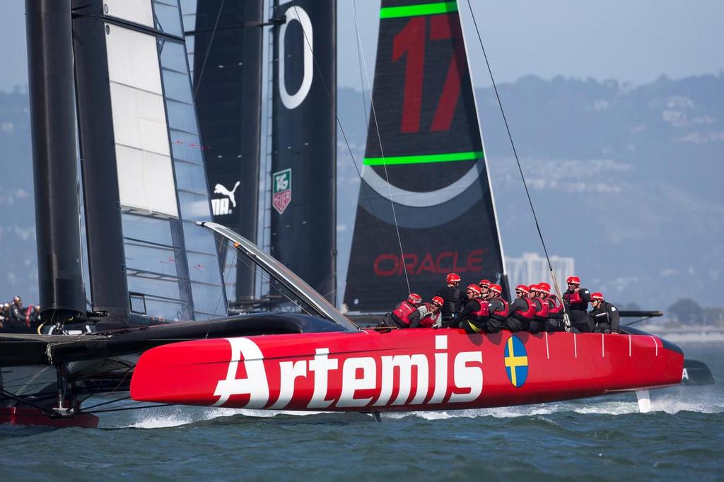Artemis Racing sailing earlier this year, against Oracle Team USA. photo copyright Sander van der Borch / Artemis Racing http://www.sandervanderborch.com taken at  and featuring the  class