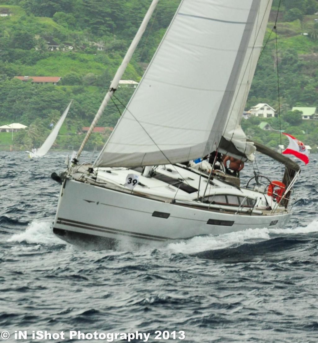 Even the mono hulls struggled for good boat speed on the work to the ``wild island`` Huahine - Tahiti Pearl Regatta 10th Edition - Photography from iN iShot © Morgan Rogers