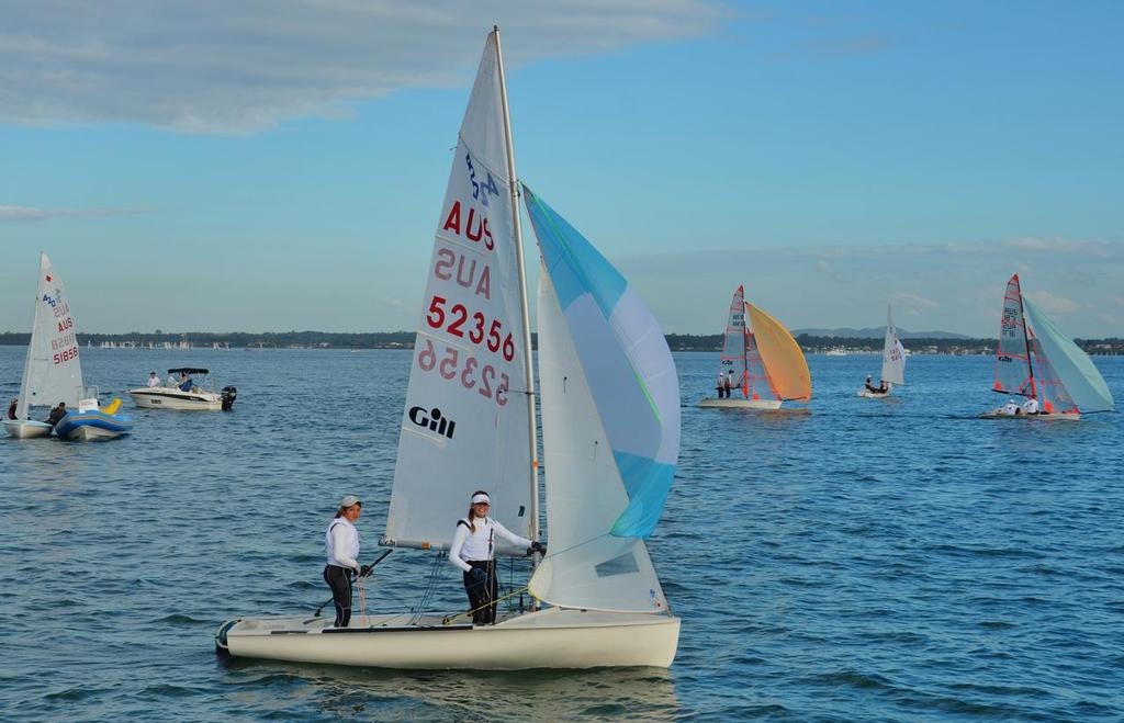 Sophie McIntosh and Elise Ryan between races in 420s.  - OAMPS Queensland Youth Week photo copyright Peter McIntosh taken at  and featuring the  class