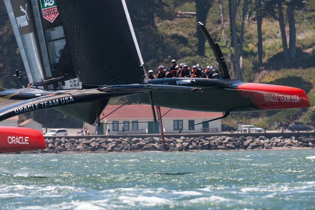 34th America’s Cup - Oracle Team USA training  on the Bay photo copyright ACEA/ Bob Grieser http://photo.americascup.com/ taken at  and featuring the  class