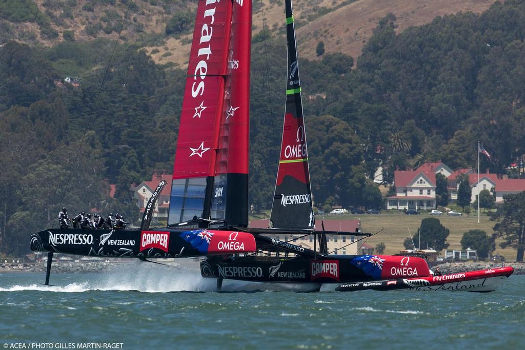 21/06/2013 - San Francisco (USA,CA) - 34th America's Cup - Oracle and ETNZ train today on the Bay photo copyright ACEA/ Bob Grieser http://photo.americascup.com/ taken at  and featuring the  class