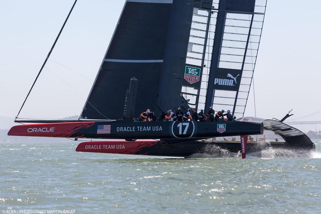 Oracle Team USA tests a new wingsail May 23, 2013 photo copyright ACEA - Photo Gilles Martin-Raget http://photo.americascup.com/ taken at  and featuring the  class