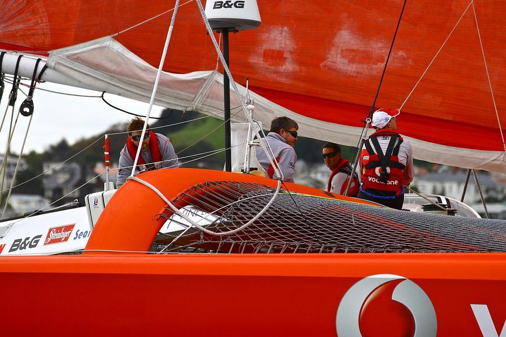 Simon Hull (centre) skippers TeamVodafoneSailing at the start Auckland - Fiji Race 2013 © Richard Gladwell www.photosport.co.nz