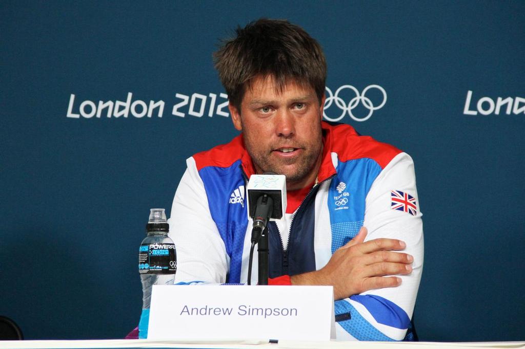 At what proved to be his last hurray - Andrew ``Bart`` Simpson (1976-2013) pictured at the Medalists’ Media Conference 2012 Olympics photo copyright Richard Gladwell www.photosport.co.nz taken at  and featuring the  class
