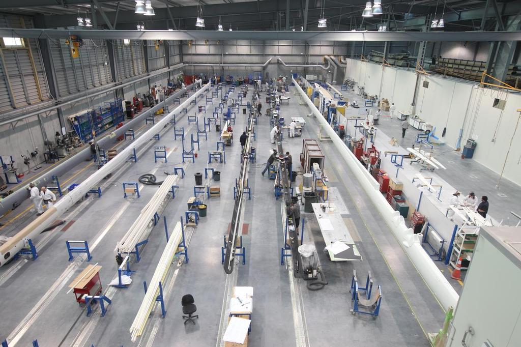 Part of the Southern Spars impressive spar construction facility that has been used for the construction of America’s Cup wingsails, Super yacht masts extending the length of the factory, multiple Volvo Ocean 65 rigs, and Sydney Hobart winners © Southern Spars