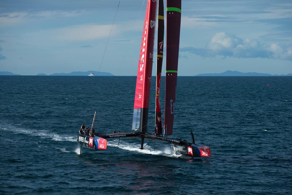 Emirates Team New Zealand sail NZL5 for the last time in New Zealand before being shipped to San Francisco. 3/4/2013 photo copyright Chris Cameron/ETNZ http://www.chriscameron.co.nz taken at  and featuring the  class