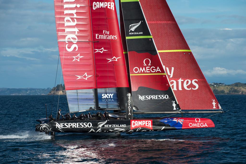 Emirates Team New Zealand sail NZL5 for the last time in New Zealand before being shipped to San Francisco. 3/4/2013 photo copyright Chris Cameron/ETNZ http://www.chriscameron.co.nz taken at  and featuring the  class