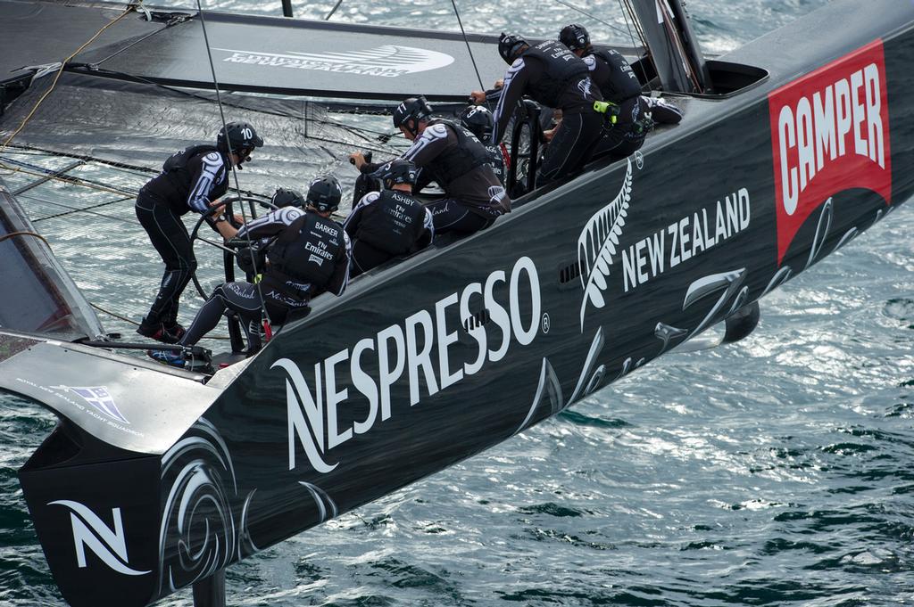 Emirates Team New Zealand sail NZL5 for the last time in New Zealand before being shipped to San Francisco. 3/4/2013 photo copyright Chris Cameron/ETNZ http://www.chriscameron.co.nz taken at  and featuring the  class