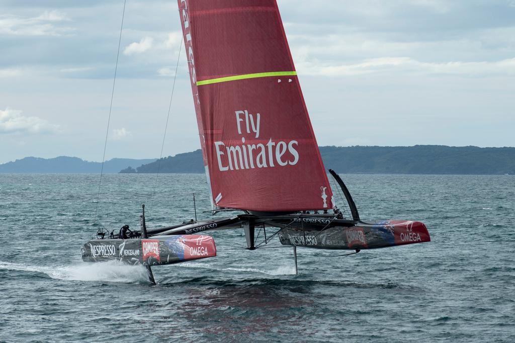 Emirates Team New Zealand sail NZL5 for the last time in New Zealand before being shipped to San Francisco. 3/4/2013 photo copyright Chris Cameron/ETNZ http://www.chriscameron.co.nz taken at  and featuring the  class