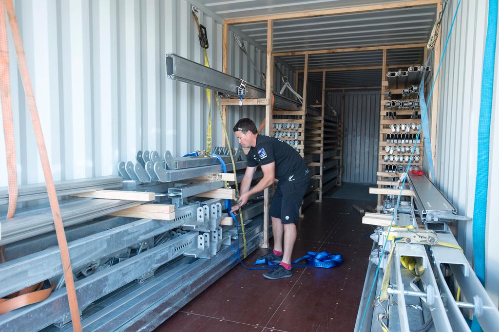 Emirates Team New Zealand, tent structure is loaded into containers for shipping to San Francisco. 9/4/2013 © Chris Cameron/ETNZ http://www.chriscameron.co.nz