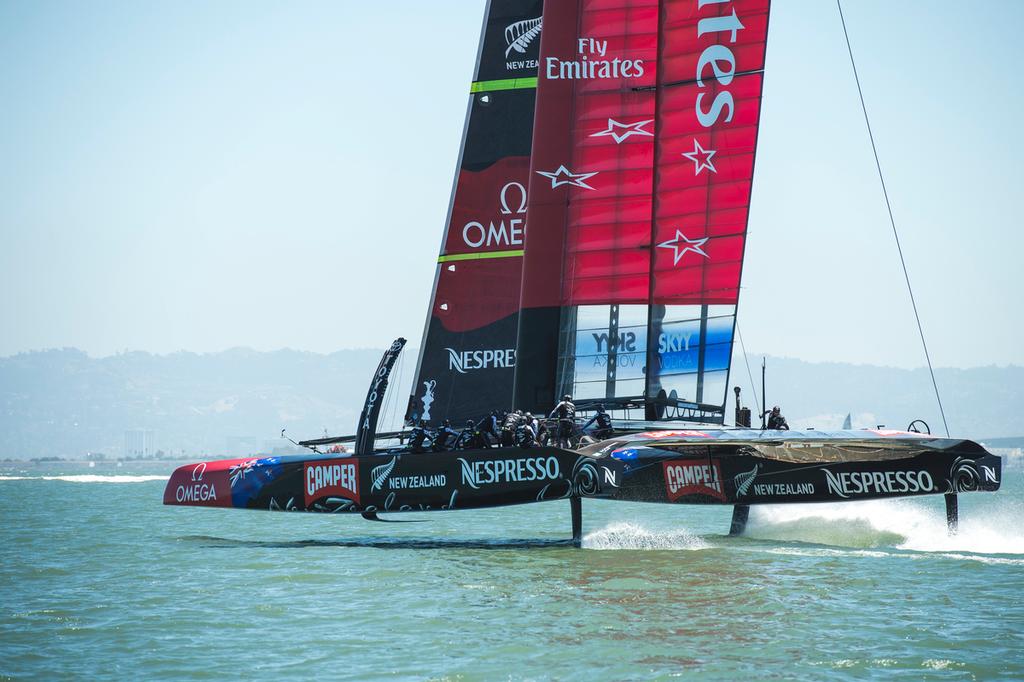 Emirates Team New Zealand’s AC72, NZL5, day two of sailing in San Francisco. 24/5/2013 © Chris Cameron/ETNZ http://www.chriscameron.co.nz