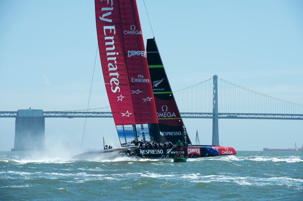 Emirates Team New Zealand’s AC72, NZL5, day two of sailing in San Francisco. 24/5/2013 © Chris Cameron/ETNZ http://www.chriscameron.co.nz