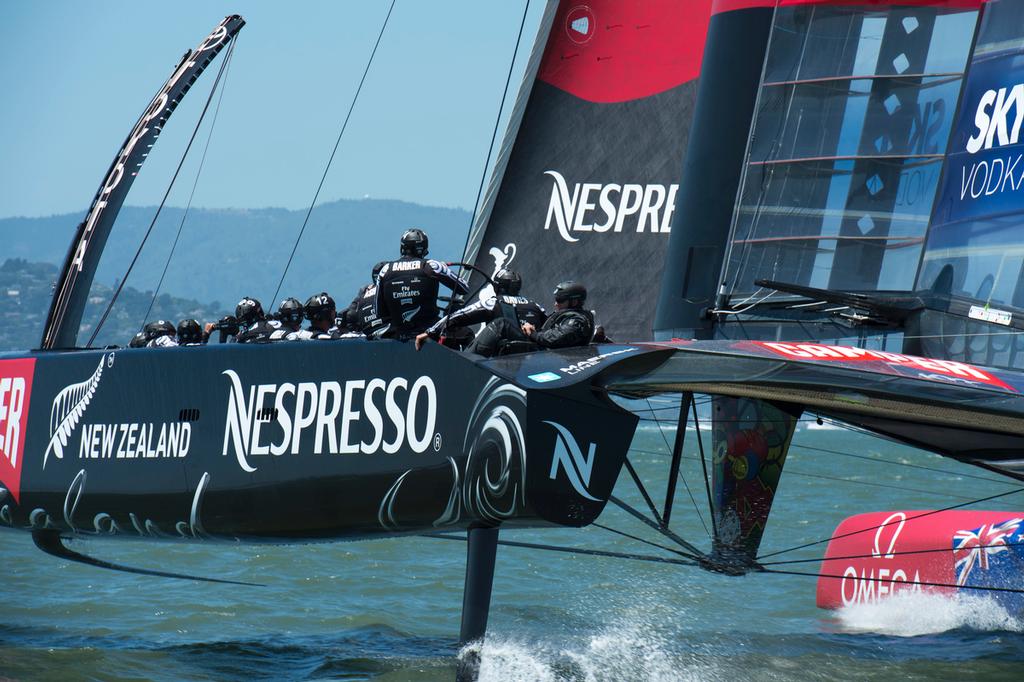 Emirates Team New Zealand’s AC72, NZL5, day two of sailing in San Francisco. 24/5/2013 © Chris Cameron/ETNZ http://www.chriscameron.co.nz