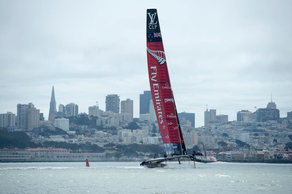 Emirates Team New Zealand take NZL5 out on on the bay for the fourth day of testing and practice in San Francisco. 29/5/2013 © Chris Cameron/ETNZ http://www.chriscameron.co.nz