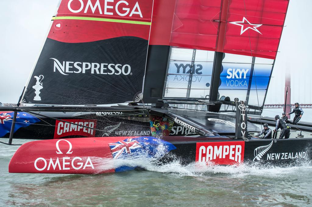 Emirates Team New Zealand take NZL5 out on on the bay for the fourth day of testing and practice in San Francisco. 29/5/2013 © Chris Cameron/ETNZ http://www.chriscameron.co.nz
