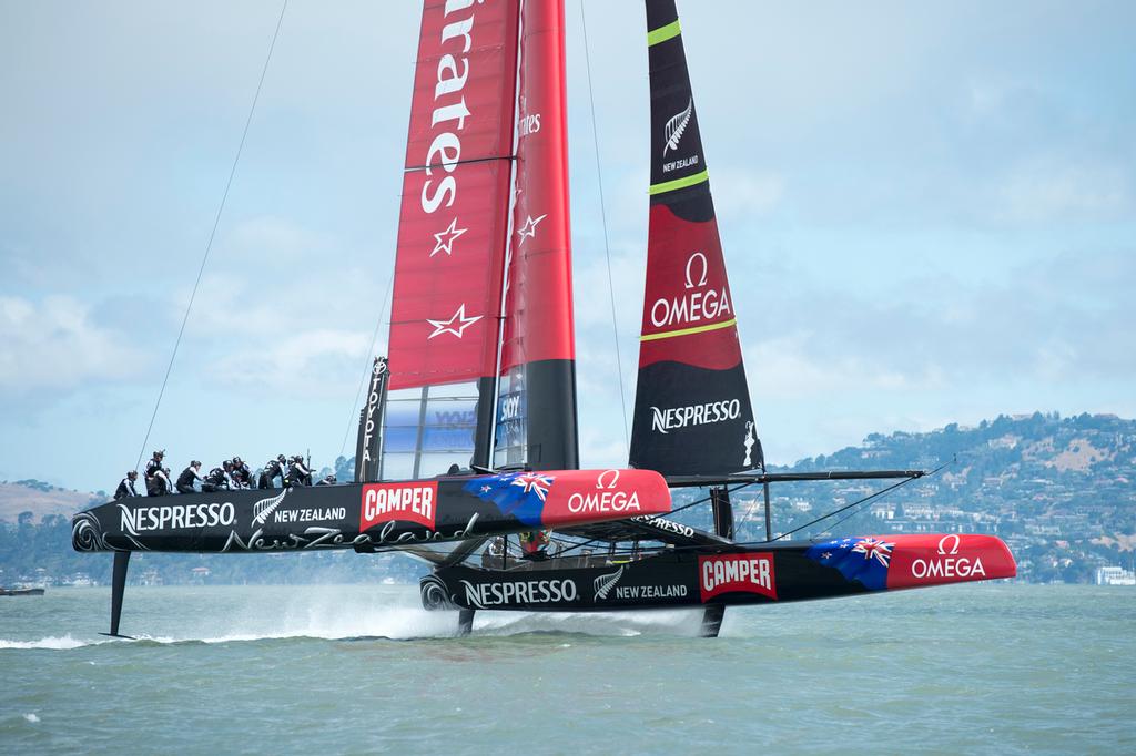 Emirates Team New Zealand take NZL5 out on on the bay for the fourth day of testing and practice in San Francisco. 29/5/2013 © Chris Cameron/ETNZ http://www.chriscameron.co.nz