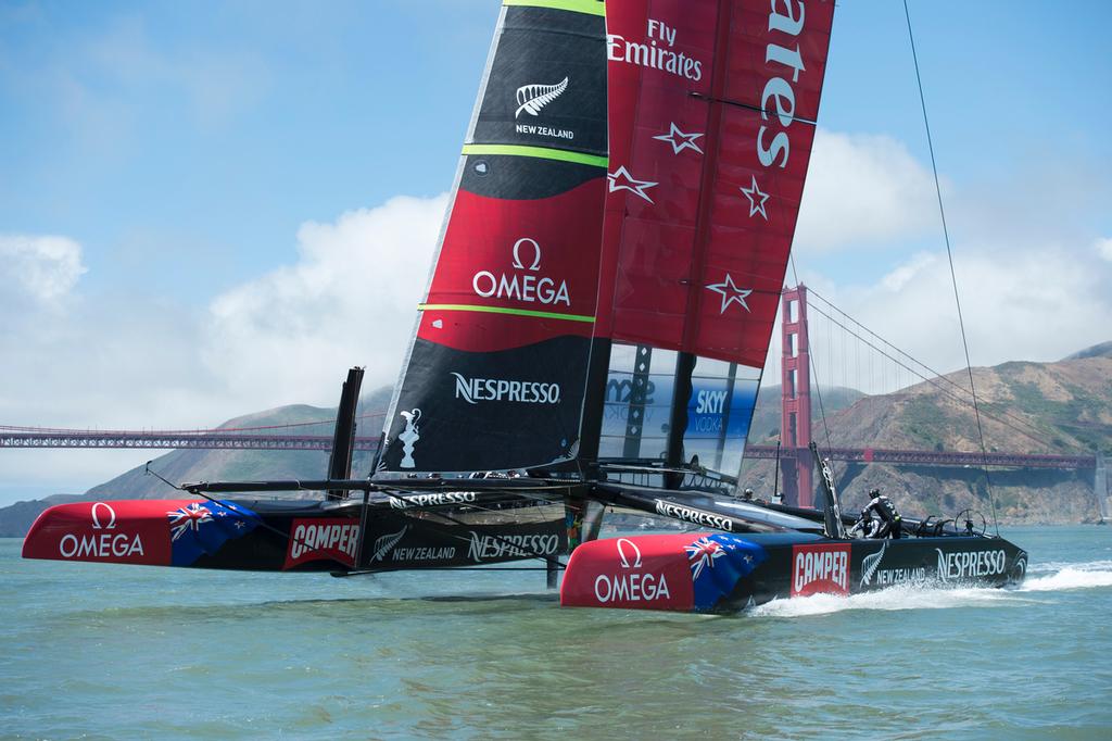 Emirates Team New Zealand take NZL5 out on on the bay for the fourth day of testing and practice in San Francisco. 29/5/2013 © Chris Cameron/ETNZ http://www.chriscameron.co.nz