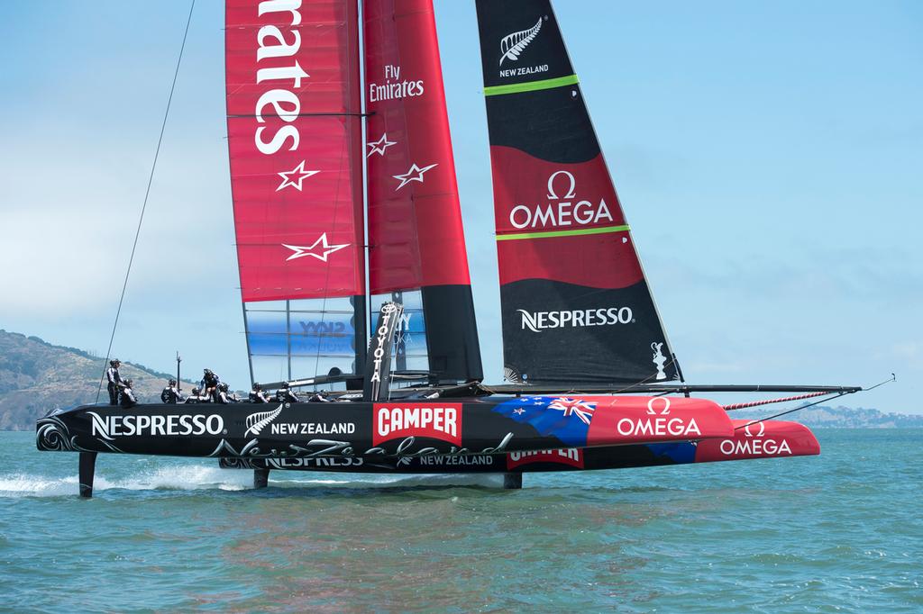 Emirates Team New Zealand practice and testing with the AC72, NZL5 in San Francisco. 5/6/2013 © Chris Cameron/ETNZ http://www.chriscameron.co.nz