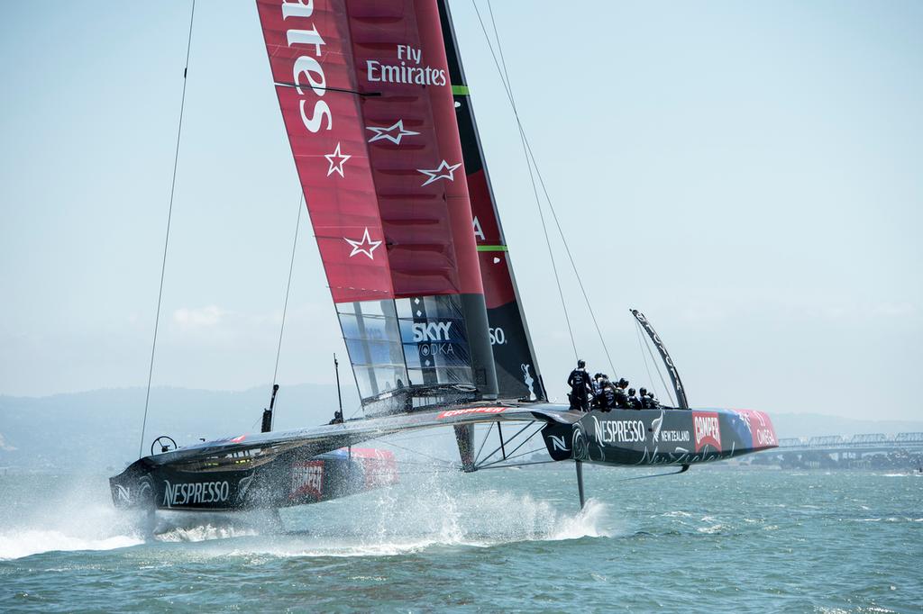 Emirates Team New Zealand practice and testing with the AC72, NZL5 in San Francisco. 5/6/2013 © Chris Cameron/ETNZ http://www.chriscameron.co.nz