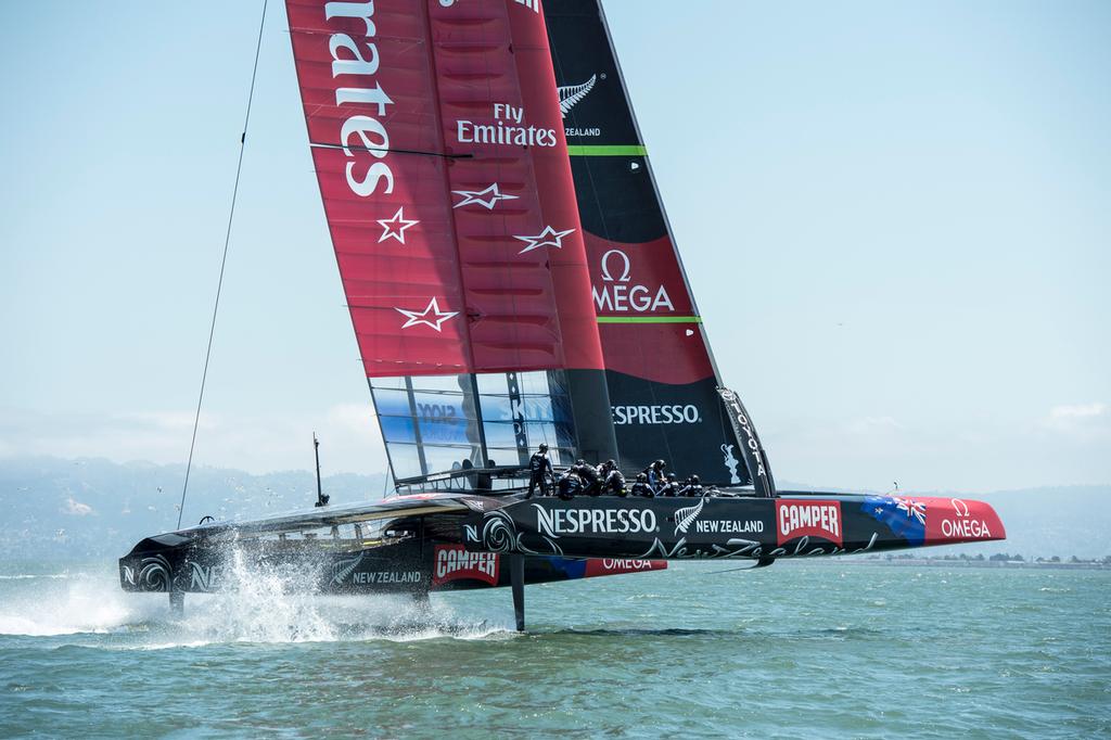 Emirates Team New Zealand practice and testing with the AC72, NZL5 in San Francisco. 5/6/2013 © Chris Cameron/ETNZ http://www.chriscameron.co.nz