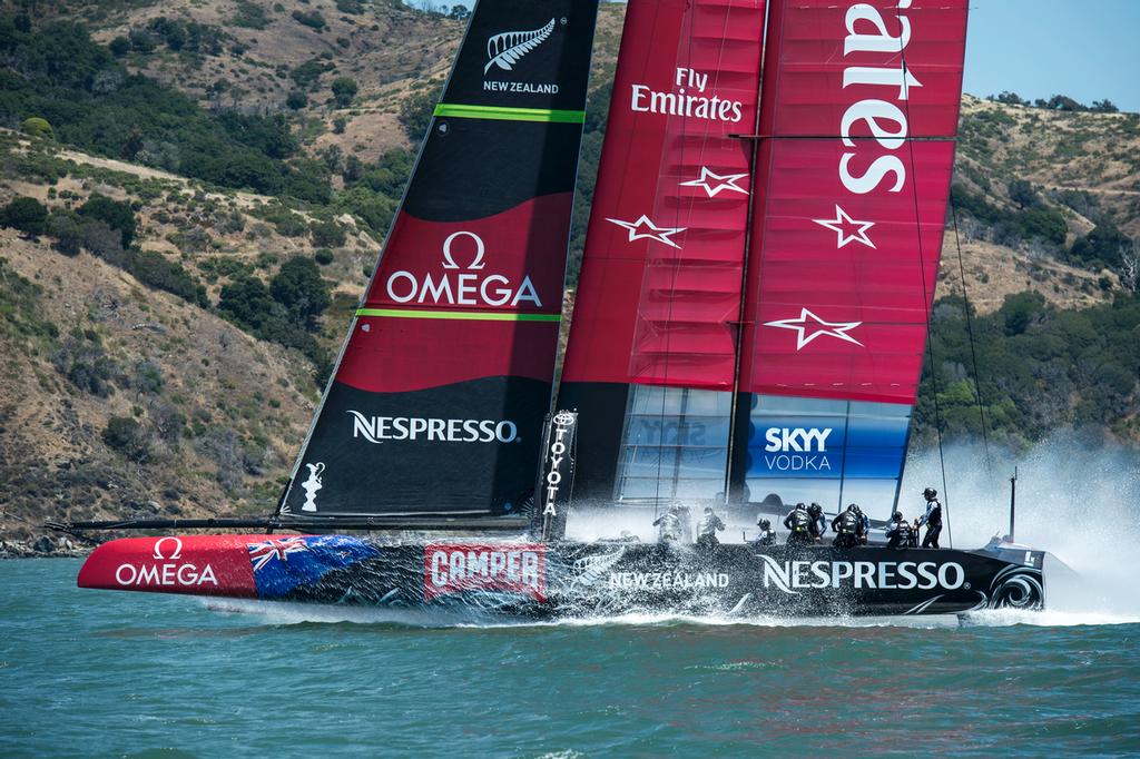 Emirates Team New Zealand practice and testing with the AC72, NZL5 in San Francisco. 5/6/2013 © Chris Cameron/ETNZ http://www.chriscameron.co.nz