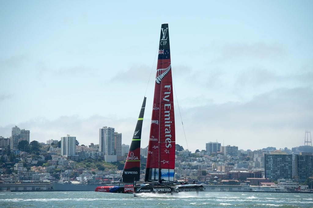 Emirates Team New Zealand practice and testing with the AC72, NZL5 in San Francisco. 5/6/2013 © Chris Cameron/ETNZ http://www.chriscameron.co.nz