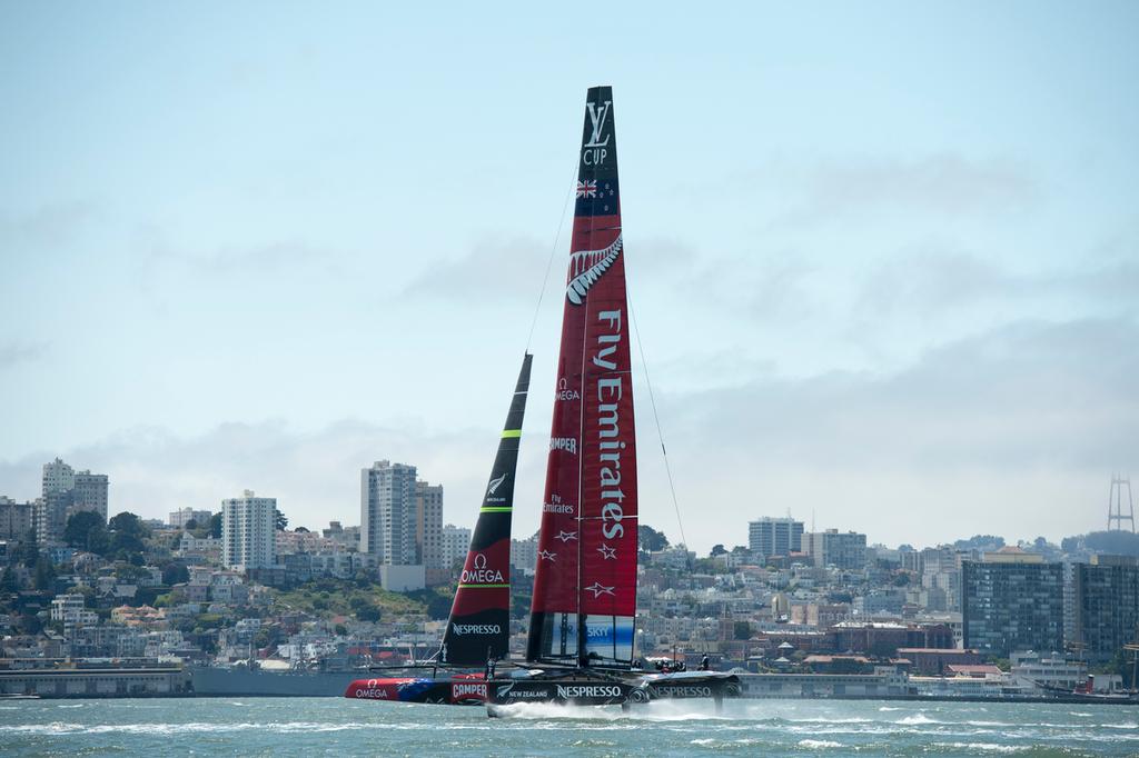 Emirates Team New Zealand practice and testing with the AC72, NZL5 in San Francisco. 5/6/2013 photo copyright Chris Cameron/ETNZ http://www.chriscameron.co.nz taken at  and featuring the  class