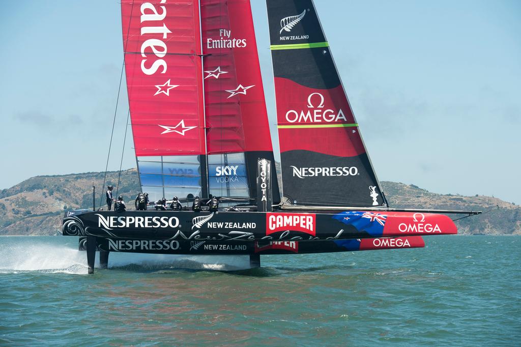 Emirates Team New Zealand practice and testing with the AC72, NZL5 in San Francisco. 5/6/2013 © Chris Cameron/ETNZ http://www.chriscameron.co.nz