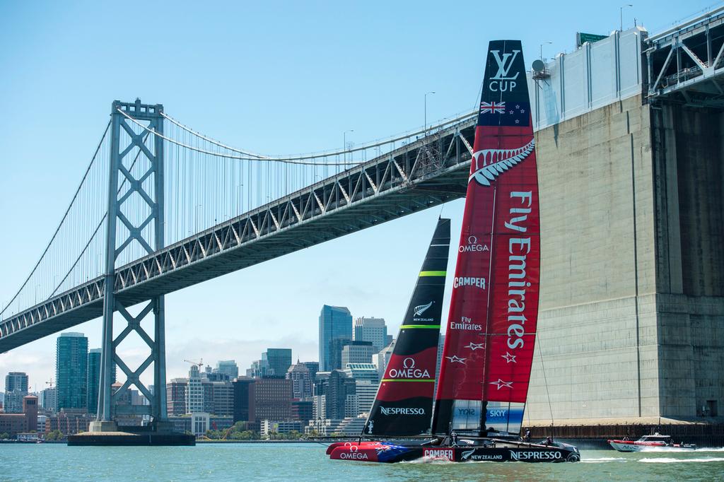 Emirates Team New Zealand practice and testing with the AC72, NZL5 in San Francisco. 5/6/2013 © Chris Cameron/ETNZ http://www.chriscameron.co.nz