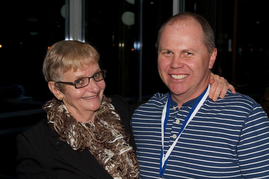 Offshore Race Management Coordinator Cherry Calcott with Skipper of the Year and Blue Water Double-Handed Champion, Todd Giraudo. © Bernie Kaaks
