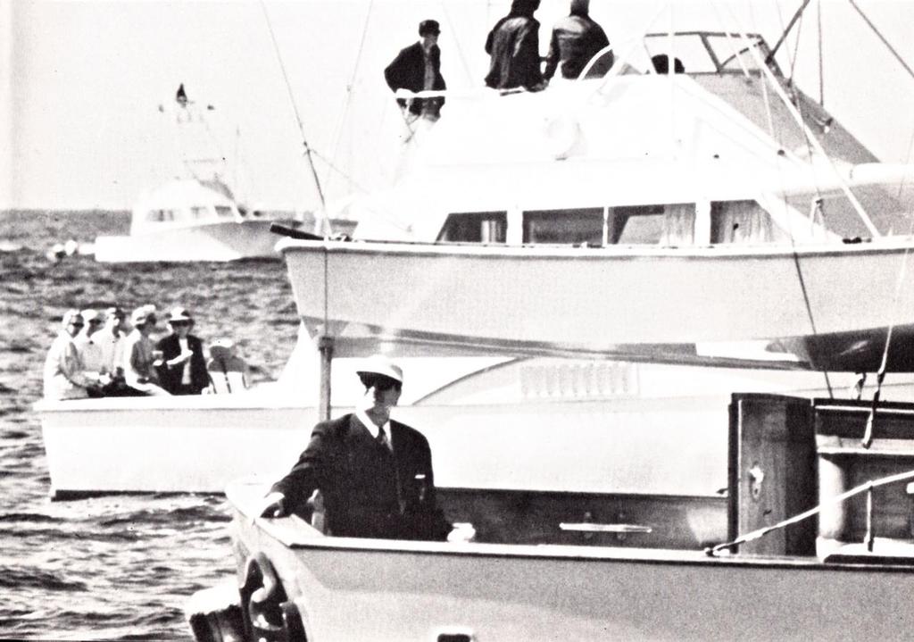 Sir Frank Packer watches from the Australian tender, Pearl Necklace - 1970 America’s Cup - Intrepid vs Gretel II photo copyright SW taken at  and featuring the  class