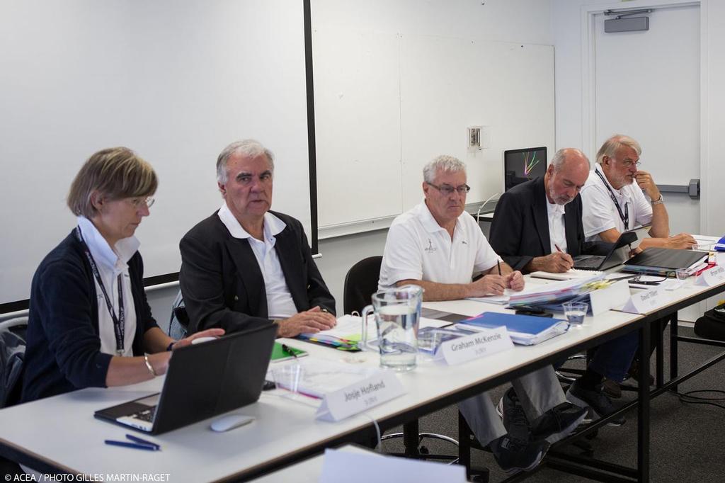 The AC34 International Jury : Josje Hofland (NED),  Graham McKenzie (NZL),  David Tillett (AUS), Bryan Willis (GBR), John Doerr (GBR), photo copyright ACEA - Photo Gilles Martin-Raget http://photo.americascup.com/ taken at  and featuring the  class