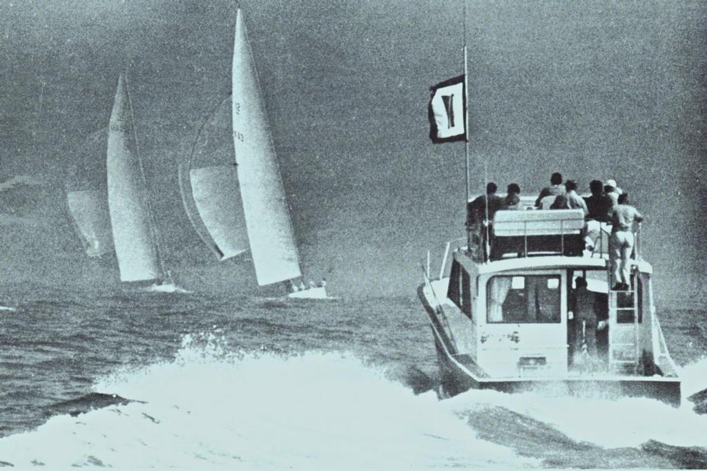 Intrepid leads Gretel II into the fog - 1970 America’s Cup - Intrepid vs Gretel II © SW