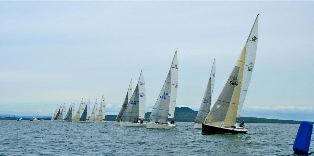 Fleet starts in light winds in 2013 Harken Young 88 Nationals photo copyright RNZYS Media taken at  and featuring the  class