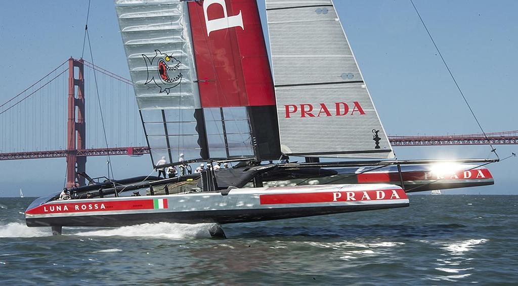 LunaRossa180513Upload173 - Luna Rossa (ITA) goes foiling on San Francisco Bay for the first time, May 18, 2013 photo copyright Carlo Borlenghi/Luna Rossa http://www.lunarossachallenge.com taken at  and featuring the  class