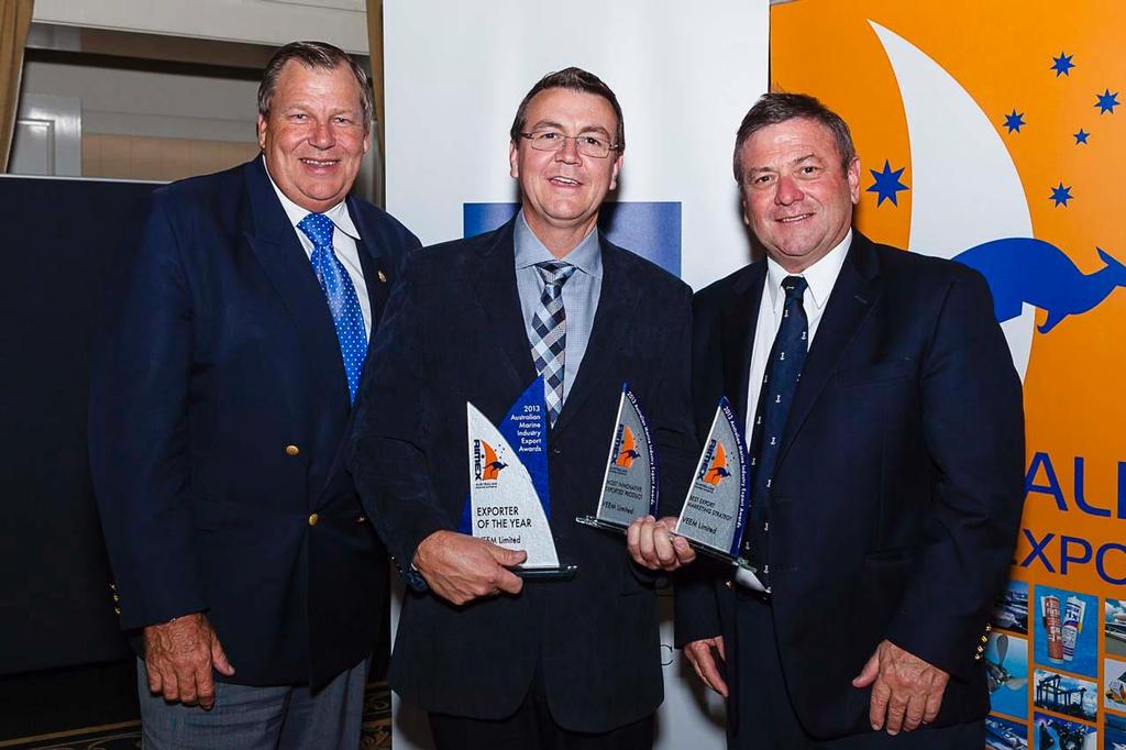 Mark Miocevich VEEM Ltd Managing Director with The Hon Bob Baldwin MP Shadow Minister for Tourism & Regional Development &  AIMEX President Richard Chapman photo copyright Mark Burgin taken at  and featuring the  class