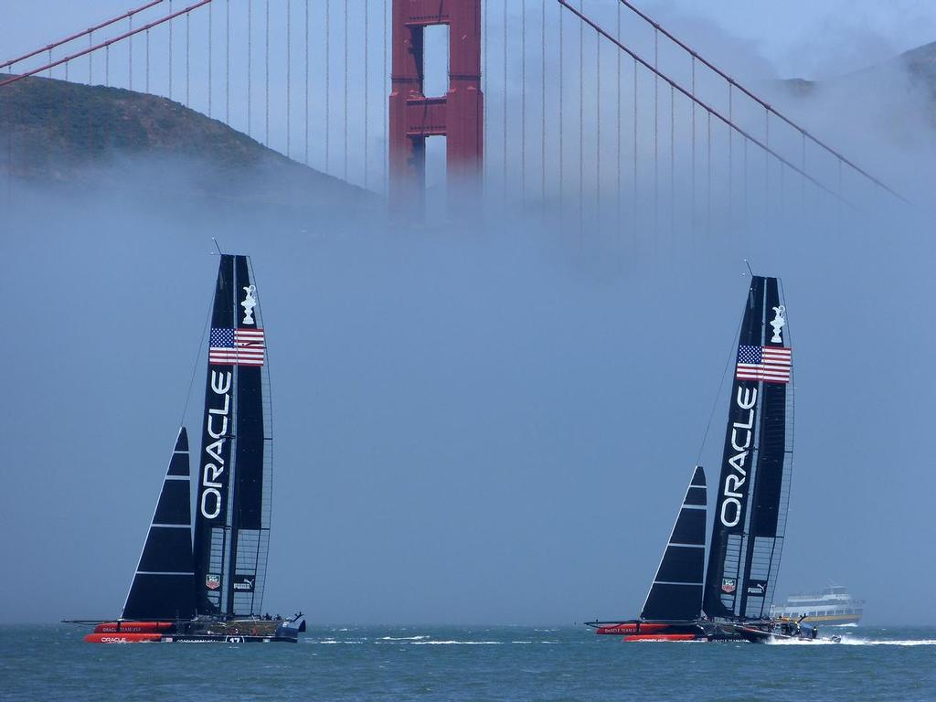 Oracle Team USA testing in the final practice session, July 3, 2013 photo copyright John Navas  taken at  and featuring the  class