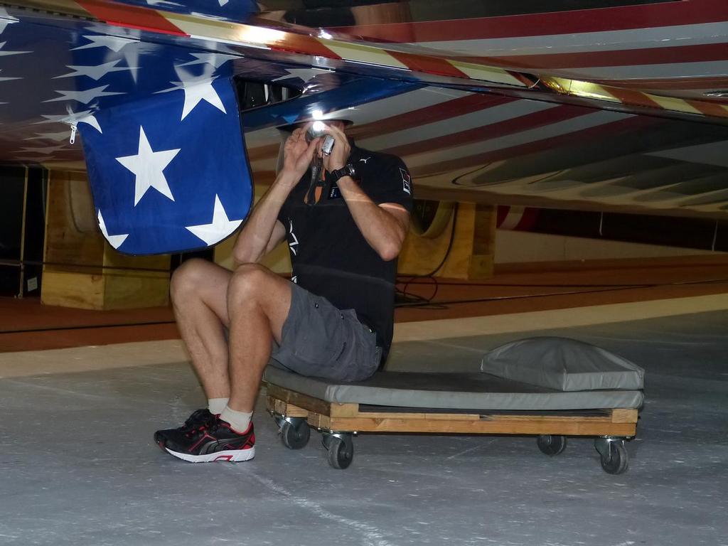 Working on the wingsail - Oracle Team USA - Media Tour July 3, 2013 © John Navas 