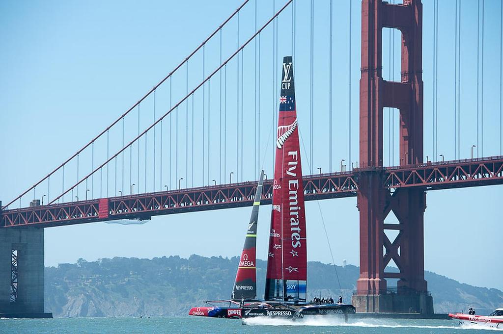 Emirates Team New Zealand AC72, NZL5 on the bay in San Francisco. 23/5/2013 photo copyright Chris Cameron/ETNZ http://www.chriscameron.co.nz taken at  and featuring the  class