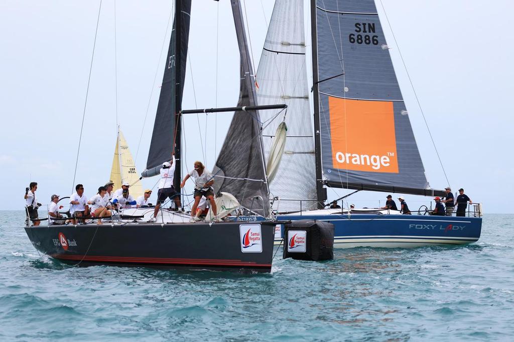 Tight racing in IRC One – Foxy Lady 6, currently tied in first, chasing defending champion EFG Bank Mandrake - 2013 Samui Regatta © Samuipics.com