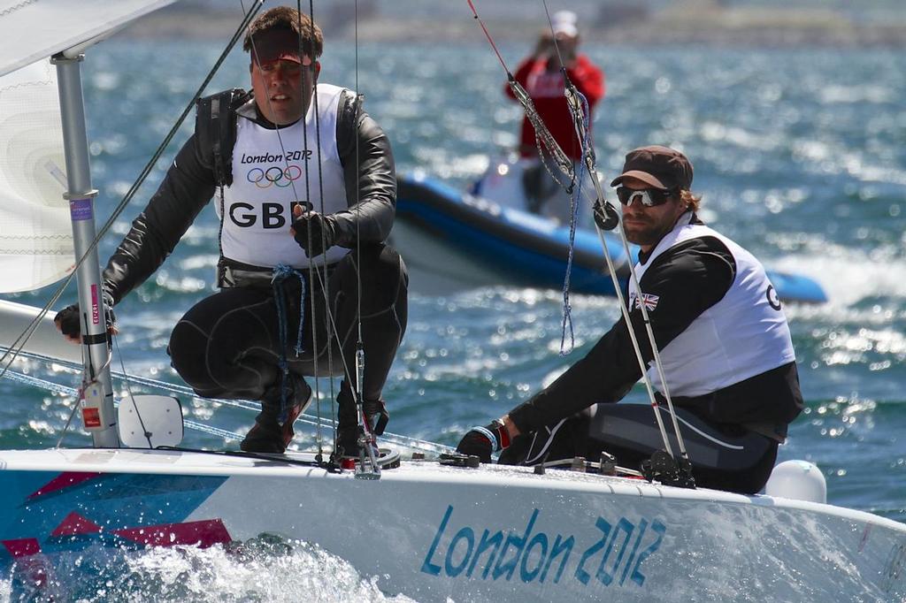 Andrew Simpson and Iain Percy racing at the 2012 Olympics in Weymouth © Richard Gladwell www.photosport.co.nz