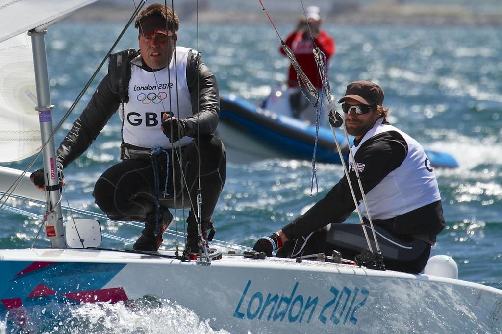 Andrew Simpson and Iain Percy racing at the 2012 Olympics in Weymouth photo copyright Richard Gladwell www.photosport.co.nz taken at  and featuring the  class