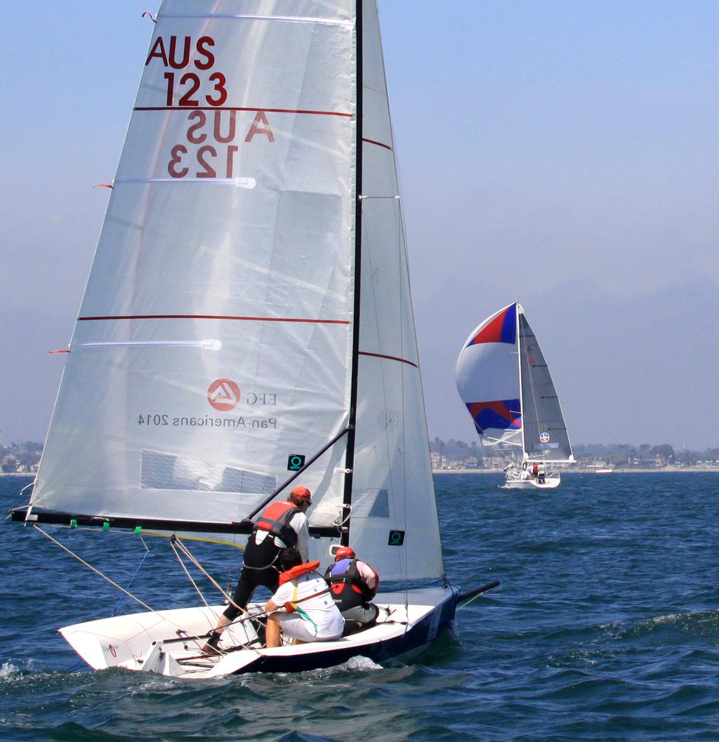  2013 Ullman Sails Long Beach Race Week -Glyn Locke’s overseas entry   stands 4th after first 2 races © Rich Roberts / photo boat captain Mike Learned .